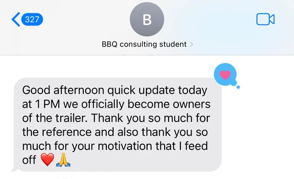 Interview for a potential 1 on 1 mentorship and the opportunity to complete my new digital course "How To Start and successfully scale in the food truck business" for free